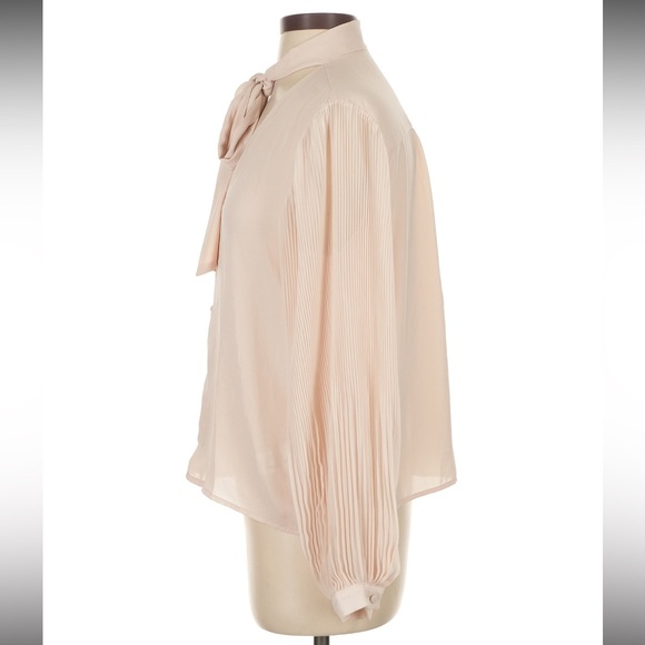 Zara Blush Tie Neck Blouse with Pleated Sleeves - Picture 4 of 5
